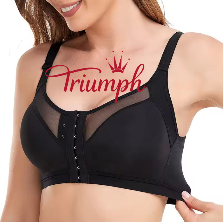Triumph Damski biustonosz modelujący sylwetkę z pełnym pokryciem, zapinany z przodu, bezprzewodowy, podtrzymujący plecy